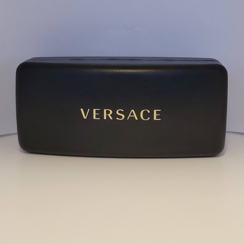 Versace Black Gold Logo Eyeglass Case Hard Clamshell Glasses Holder Sunglasses